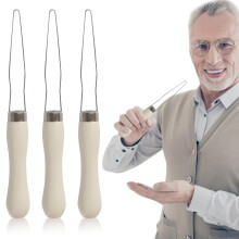 3 Pack White Button Hook Aid with Easy Grip for Shirts, Coats, Dresses, Ideal Button Aids for Arthritis and Limited Dexterity