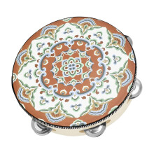 8inch tambourine with stainless steel jingles, hand drum, wooden tambourine drum, musical instruments for dancing families and adults, green