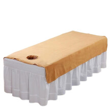 Massage Table Sheet Solid Coral Fleece Thickened Velvet Salon Bed Cover (Yellow, 80x190)