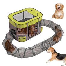 Outdoor Cat Tunnel Enclosure Portable Tent For Cats And Small Animals Green Garden Balcony Patio Lawn
