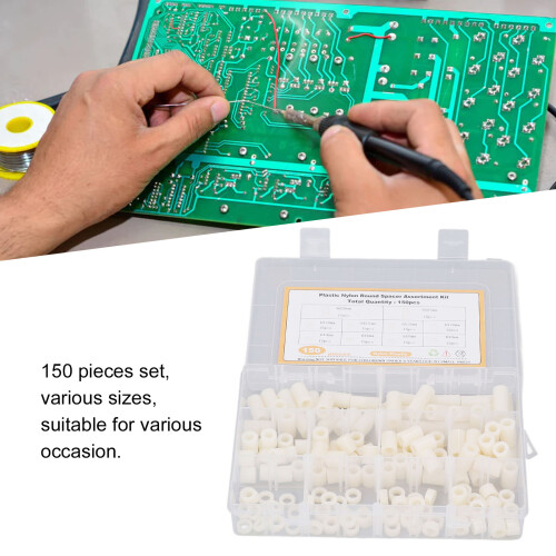 150pcs Nylon Standoff Set, Assorted Sizes, White Mounting Hardware 1