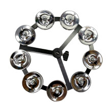 Cymbal HiHat Tambourine with Range Durable Assemble Music Rhythm Tambourine Drum Kit for Party Enthusiasts KTV Single Silver