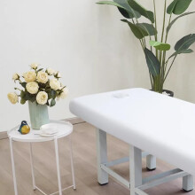 Massage Table Fitting Sheet with Face Hole, Dustproof Spa Cover 190*80cm White