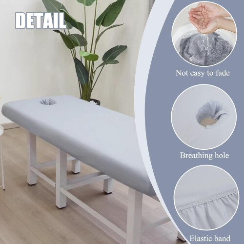 Massage Table Fitting Sheet with Face Hole, Dustproof Spa Cover 190*80cm White 2