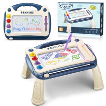 Magnetic Drawing Board, Children's Painting Board with Legs, Gift for Ages 1 2 3 (Blue)