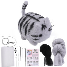 Needle Felting Kit Beginner, Wool Felting Kit, Cats Animals Needle Felting Set, DIY Wool Film Materials with Felting Tool and Instructions