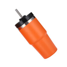 20oz Glänzender Edelstahl-Vakuumbecher - 8,8 cm oberer Durchmesser, Orange