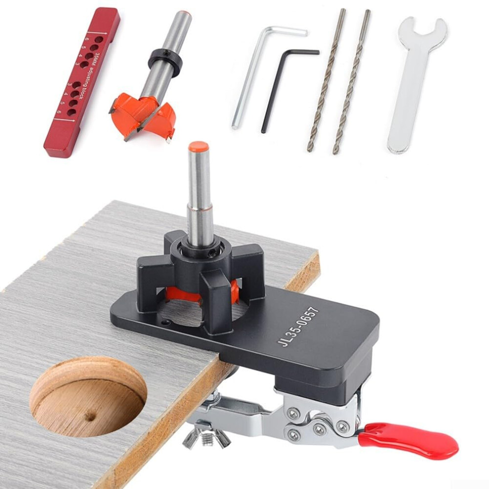 35Mm Concealed Hinge Jig For Cabinet Doors, Aluminum Alloy Drill Guide With Adjustable Depth 1225Mm 9365369269156