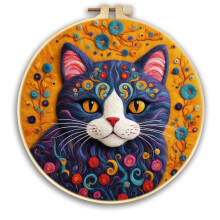 DIY Needle Felting Kit for Beginners Cat Flower Animal Includes Wool Felting Accessories (Cat 1)