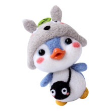 Felt Animal Felt Wool Set, DIY Felt Needle Felt Craft Set  Animal Penguin Toy Doll Animal Crafts with Needle Felt and Accessories, Penguin Totoro