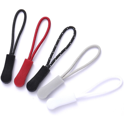 10 x Zipper Puller End Fits Rope Trailer Replacement Clip Broken Buckle Fixer Black Dots 2