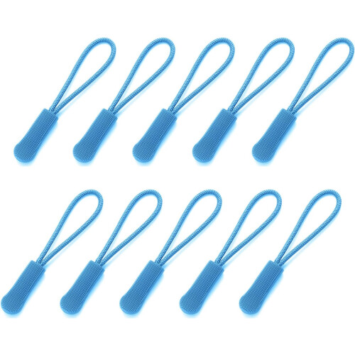 10 x Zipper Puller End Fits Rope Trailer Replacement Clip Broken Buckle Fixer Black Dots 1