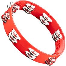 Headliner Tour Tambourine 2Row Tambourine Diameter 10 Inches ABS Plastic / Steel, Red/Silver (HTT10BK) Double Row 10 Inches Red