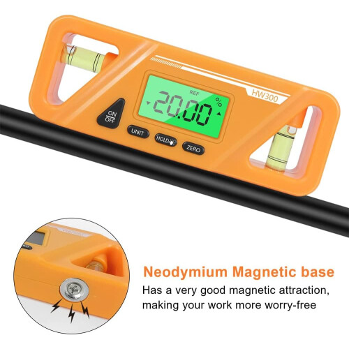 Digital Angle Finder Protractor With Data Hold, LCD, Magnetic Inclinometer, Compact Tool For Woodworking, Construction, Black 1