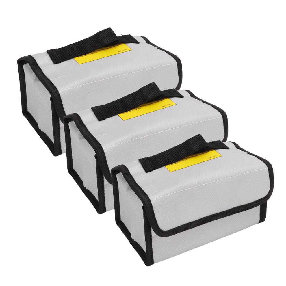 3Pcs Flame Retardant Pvc Lithium Battery Safe Bag 20X15cm Silver 4981373736221