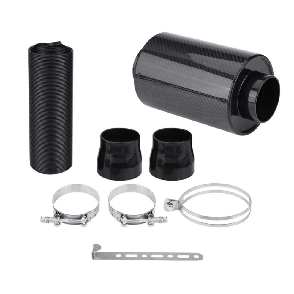 Universal 76Mm Carbon Fiber Cold Air Intake Kit With Ram Induction Filter Box And Hose For Cars 9099447456830