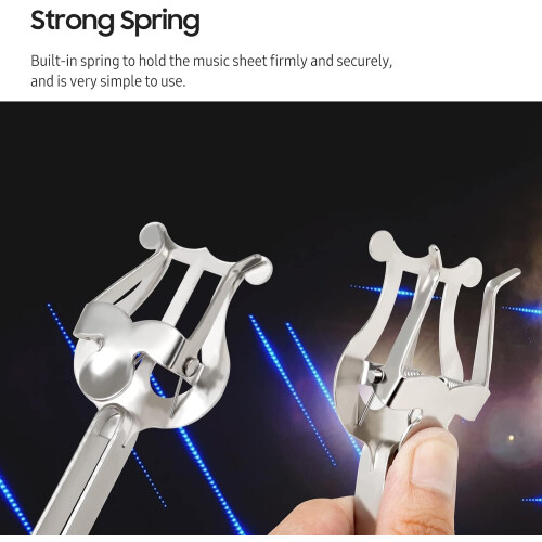 Clarinet Marching Lyre Iron Adjustable Trumpet Rustproof Music Clip Silver 2