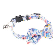 Pet Cat Collar Adjustable with Bow Tie Black Cotton Kitten Buckle 28x1cm