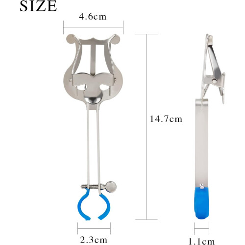 Clarinet Marching Lyre Iron Adjustable Trumpet Rustproof Music Clip Silver 1