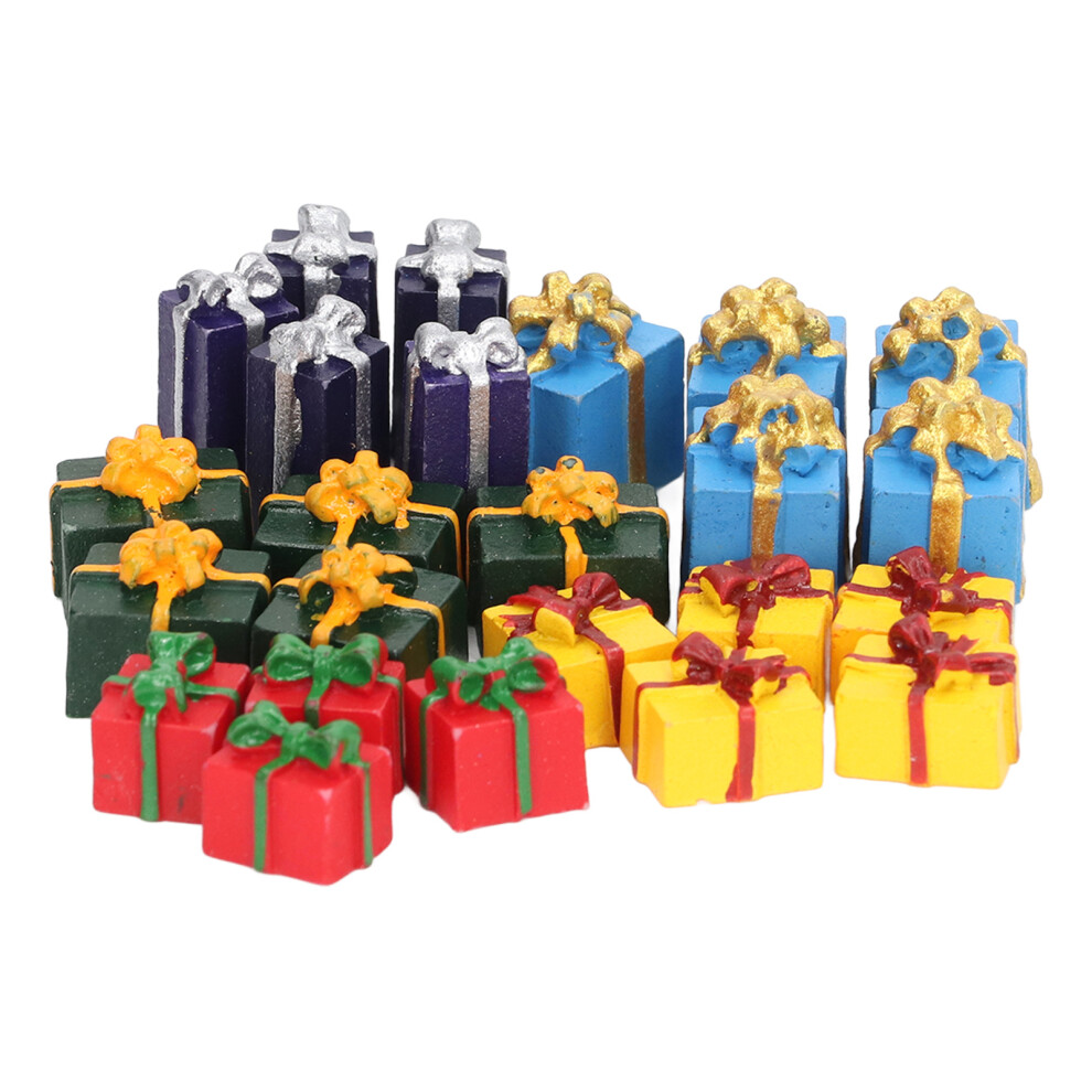 Dollhouse Accessories Educational Crafts Resin Christmas Packages Figurine Set Miniature Christmas Ornaments Foil Boxes DIY Garden Accessories