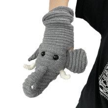 3D Cartoon Elefanten-Strickschal, Handschuhe, Bodensocken – Geschenk für Winterferienaktivitäten
