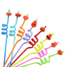 Halloween Decorations, Reusable Halloween Straws For Kids Birthday Party Supplies, Bendable Drinking Straws With Pumpkin Pattern, Eco-Friendly