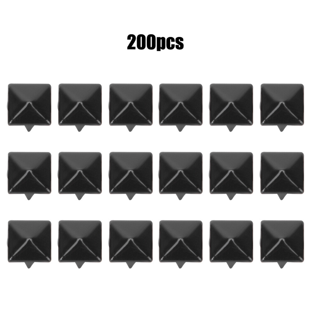 200Pcs Bright Black Metal Square Rivets For Shoes Bags Hats Diy 9Mm Accessories 9391382723917