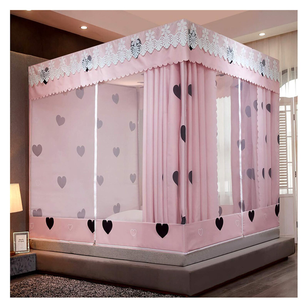 Bed Canopy Square FourCorner Mosquito Netting, Princess Bed 180x200cm, Zipper Closure, Play Tent Room Decoration