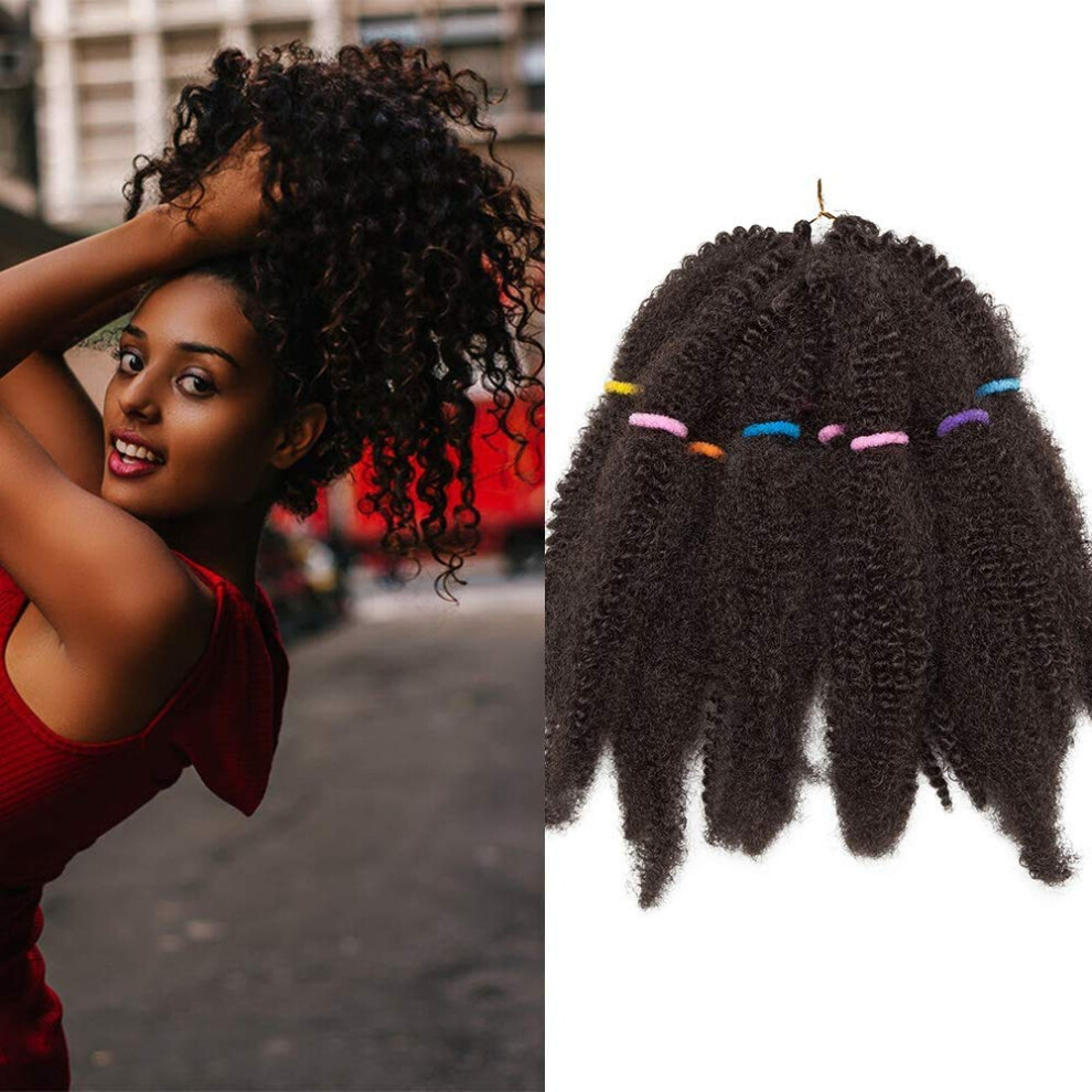 Unisex Brown 11 Inch Afro Kinky Bulk Hair Synthetic Hair Extensions For Braiding Afro Twist Hairpiece Curly Medium
