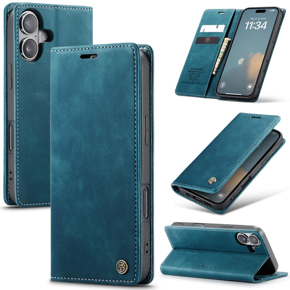 Case Wallet Flip Leather Card Holder Magnetic Closure Shockproof Kickstand For Iphone 17 Blue 9382693926081