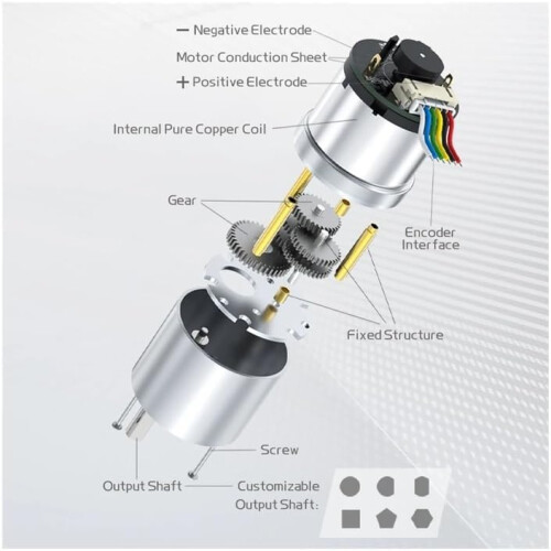 12V DC Gear Motor with Encoder 110RPM Brushed Motor Forward Reverse Adjustable Speed for Robotics 1