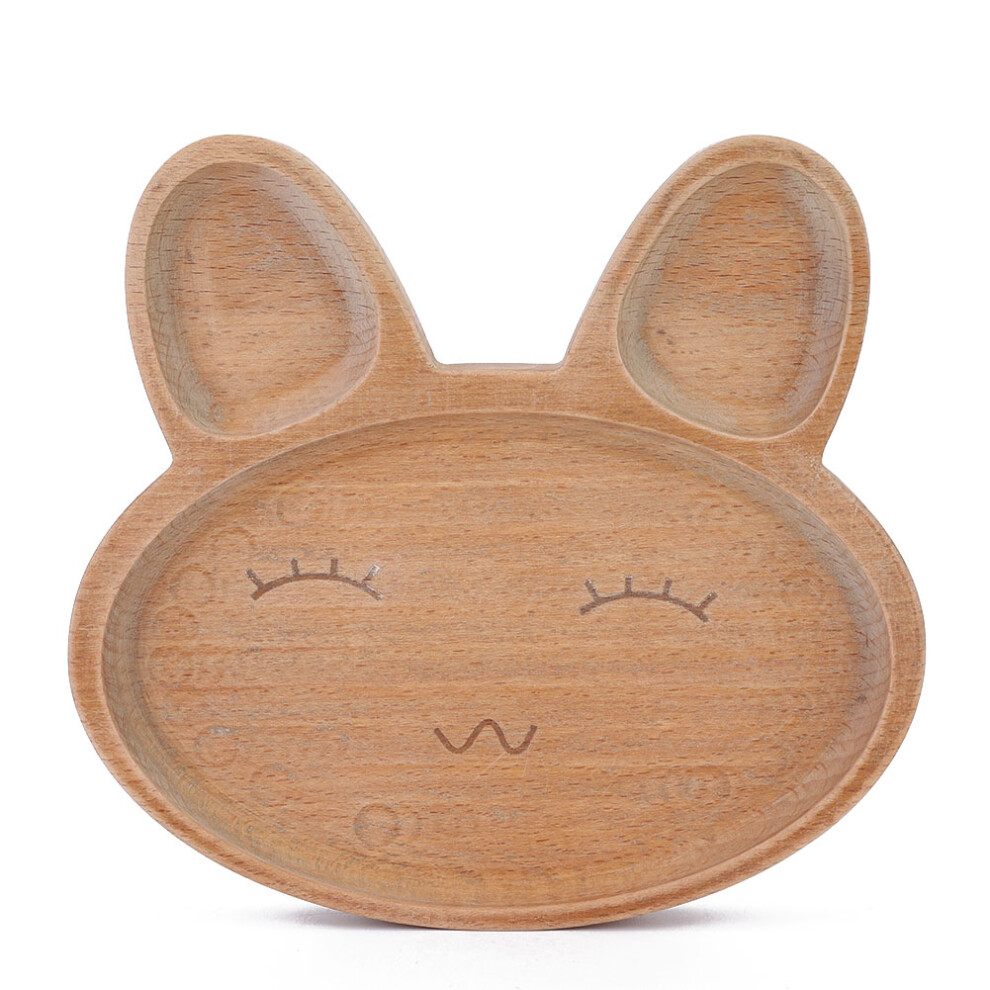 Wooden Food Tray with Cute Cartoon Rabbit Shape, Snack Food Serving Tray for Kids, Divided Dish Bowl for Balanced Nutrition, Multi Purpose Use for