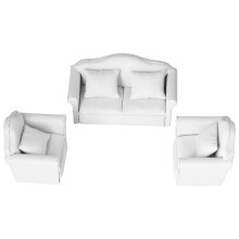 Miniatursofa im Holzmöbel-Stil, Puppenhaus-Couch mit naturgetreuem Design im Maßstab 1:12, gepolstertes Sofa für moderne
