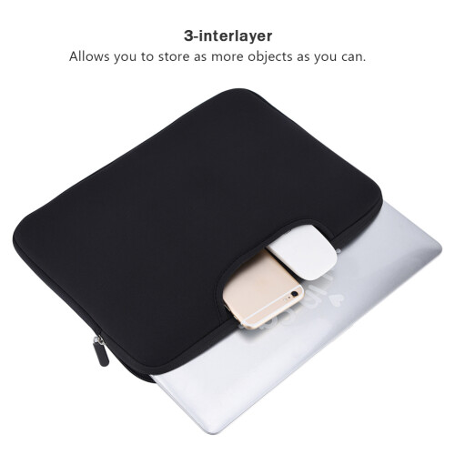 Capa protetora resistente a impactos para laptops de até 15 polegadas, bolsa com interior acolchoado macio, estojo ultrafino com vários bolsos para 1