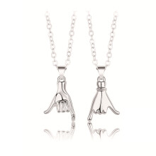Partner-Halsketten-Set, Pinky-Promise-Anhänger im ineinandergreifenden Design für Freund und Freundin, romantisches Design, hypoallergener Schmuck,
