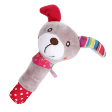 1 piece plush baby toy with handle, dog design rattle for newborns, sensory and parentchild interaction, boys girls