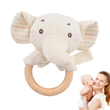 Soft rattle toy, baby animal rattle with grasping function Cartoon animal shapes with grip aid for toddlers and children elephant.