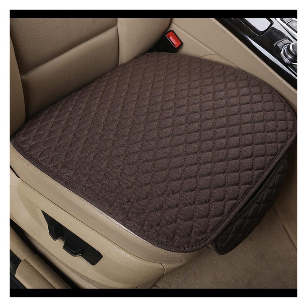 Front Seat Covers Flax Fabric Breathable Car Seat Cover Universal Fit Front Seats Brown 9189345365706