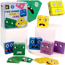 Face Changing Magic Cube Game, 4 Piece Puzzle, FaceChanging Magic Cube, Stereoscopic Puzzle, Toy Gift for Children