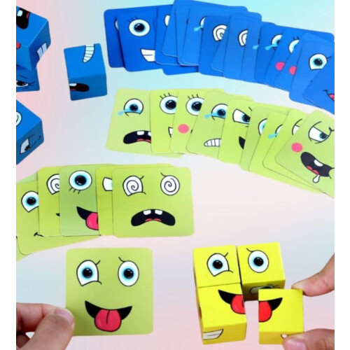 Face Changing Magic Cube Game, 4 Piece Puzzle, FaceChanging Magic Cube, Stereoscopic Puzzle, Toy Gift for Children 1