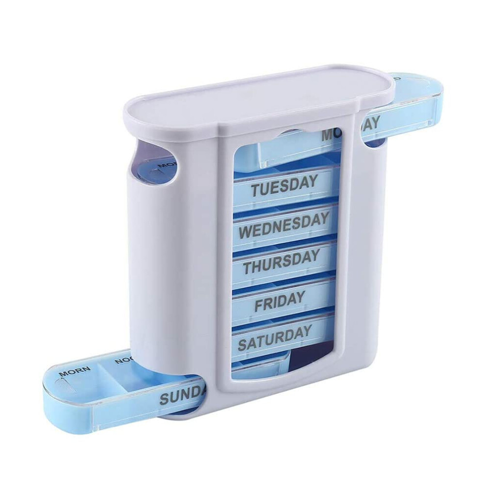 Portable Weekly Pill Box Organiser 7 Day Travel Case 28 Compartments 4 Times a Day