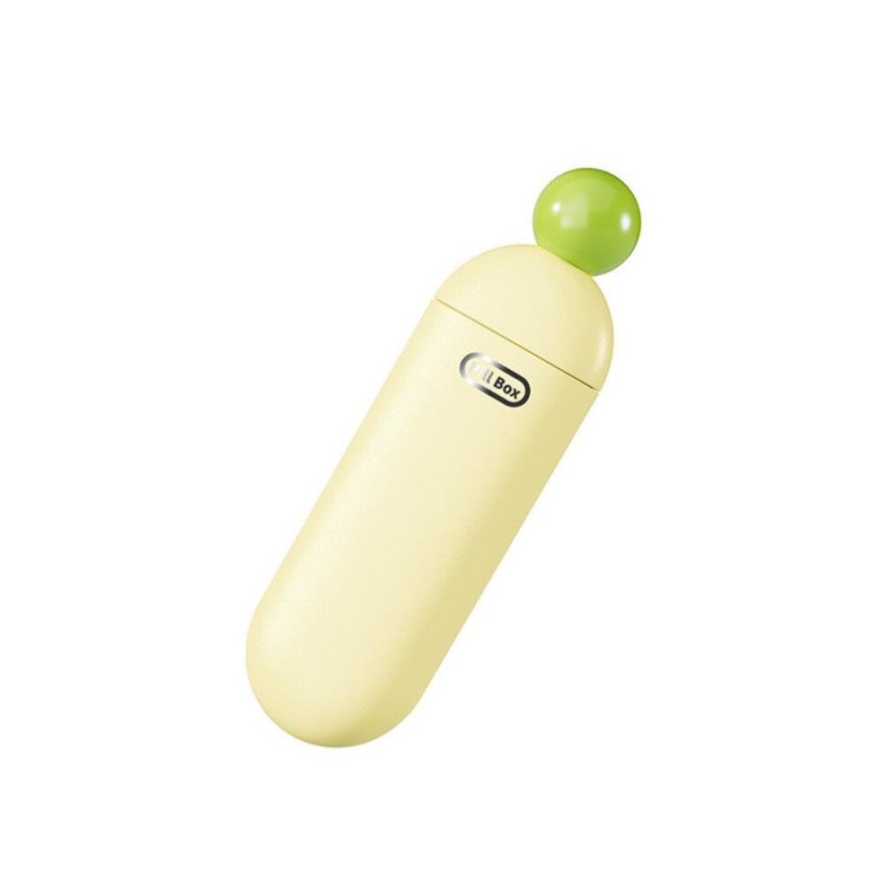 Yellow Portable Sliding Pill Box 3 Compartments Lockable Travel Pill Organizer For Vitamins And Medicines