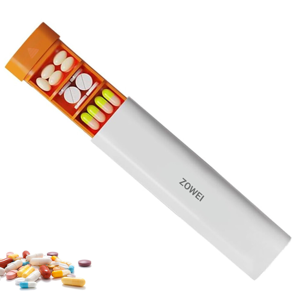 Orange/White Pill Box7 Day Portable Bpa Pill Organizer 7 Day One Dose Per Day Medication Organizer Travel Or Home