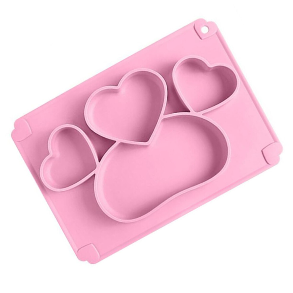 Suction Plate Bowl Divided Silicone Food Bowl With NonSlip Base Pink For Weaning Training And Easy Cleaning