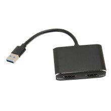Adaptér USB 3.0/HDMI pre dva monitory, kompaktný a ľahký dizajn s HD displejom, podpora rozlíšenia 1080P a 4 režimami zobrazenia, vysoká