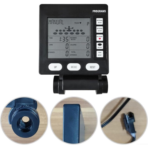 LCD Display Rowing Machine Counter for Time Distance Calories Compatible with Wind Resistance Models 2