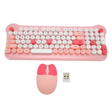 Ensemble clavier et souris sans fil, technologie ultra-silencieuse et discrète pour un fonctionnement silencieux, design rétro à 98 touches rondes