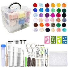 Needle Felting Kit for Beginners, 36 Wool Colors, Storage Box, Needles, Leather Finger Guard, DIY Felting Kit