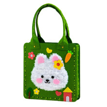 Felt Sewing Projects for Kids, Fun Embroidery Collage Craft Kits  Felt Bag with Cartoons, Easy Yarn Board for Home, School, Daily Use Rabbit Model