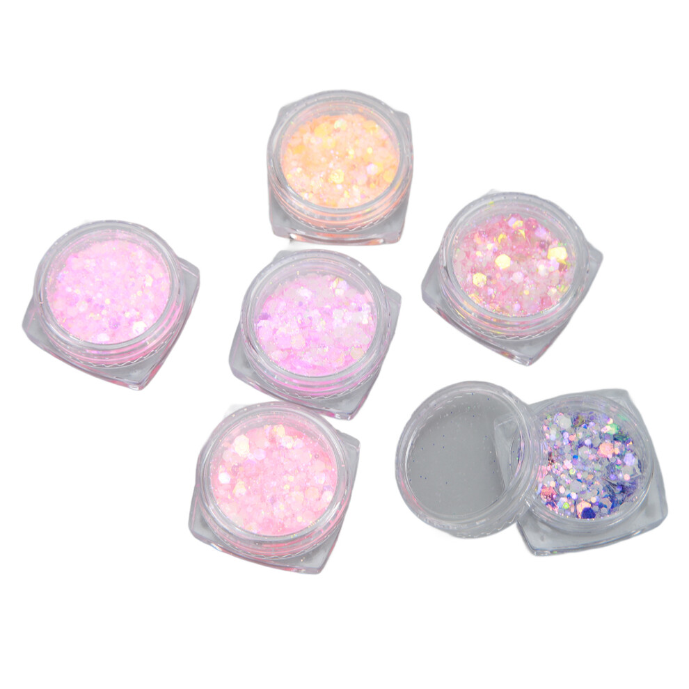 6-teiliges Nagelglitzerpulver-Set, leuchtende